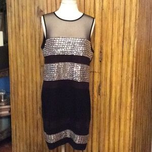 Diane Von Furstenberg Black and Silver Mini Dress